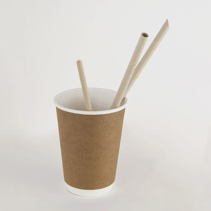 Biodegradable sharp straight paper straws with cup